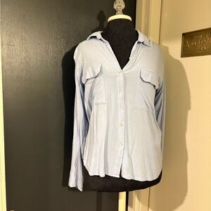 Vintage Forever 21 Contemporary Light Baby Blue Button-Up Shirt